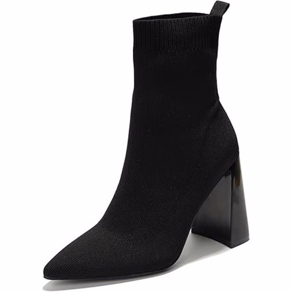 NEW Cape Robbin Faina Black Sock Bootie Women’s Size 8.5 Heels Pointy Toe Boots - Picture 3 of 16